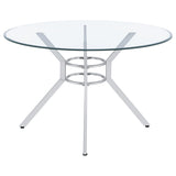 Steele Chrome 48-inch Round Glass Top Dining Table from Coaster - Luna Furniture