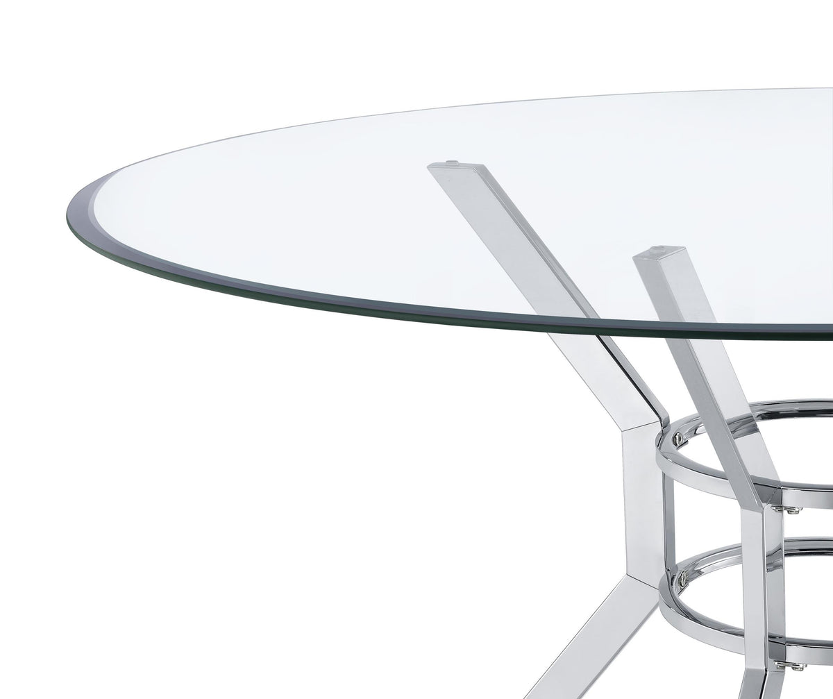 Steele Chrome 48-inch Round Glass Top Dining Table from Coaster - Luna Furniture