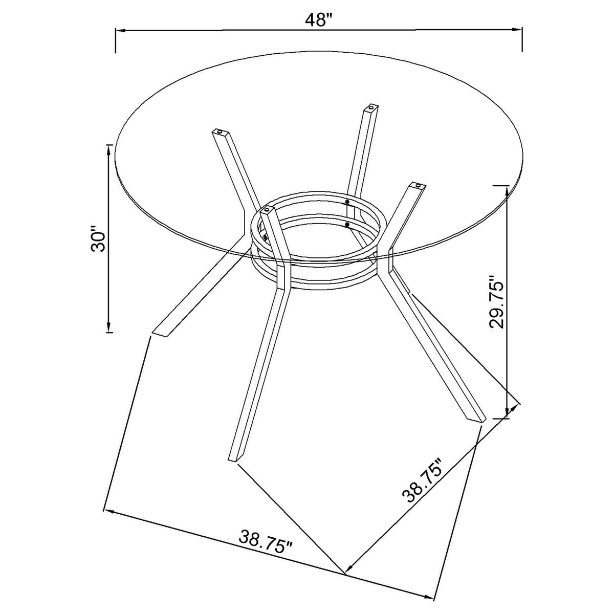 Steele Chrome 48-inch Round Glass Top Dining Table from Coaster - Luna Furniture