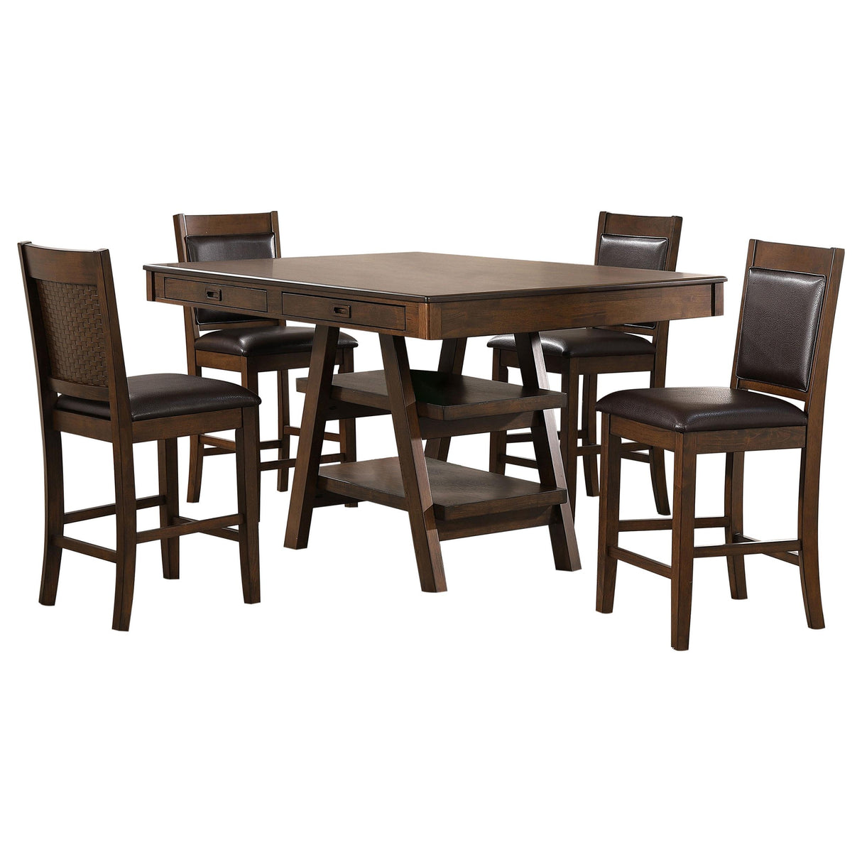 Dewey Brown and Walnut 5-Piece Rectangular Dining Set from Coaster - Luna Furniture