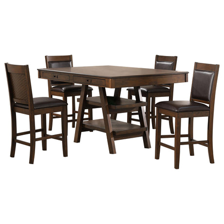 Dewey Brown and Walnut 5-Piece Rectangular Dining Set from Coaster - Luna Furniture