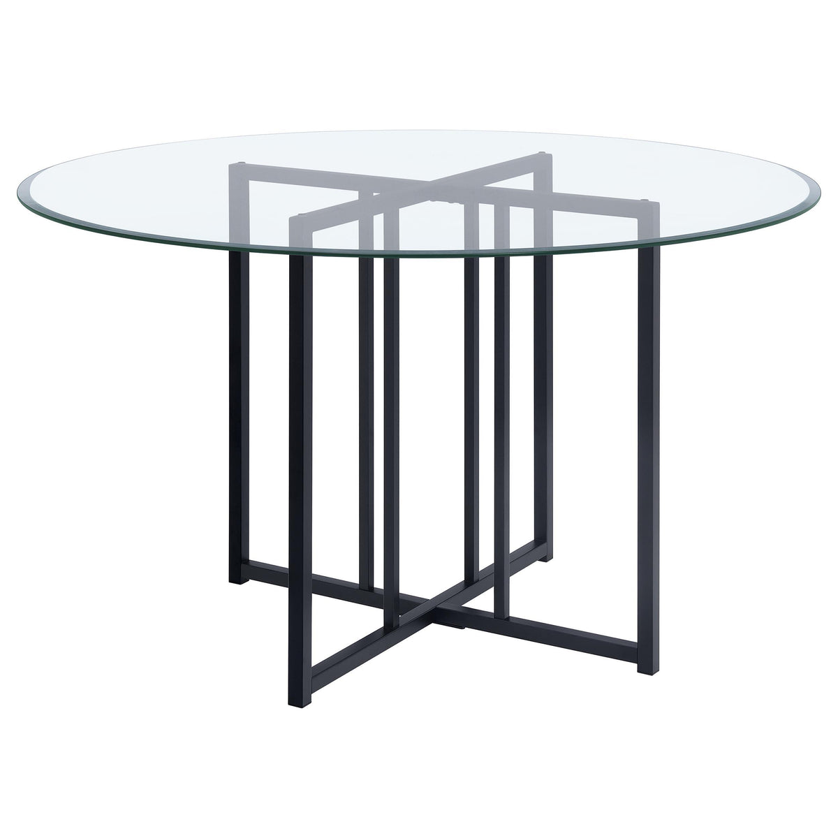 Pace Matte Black 48-inch Round Glass Top Dining Table from Coaster - Luna Furniture