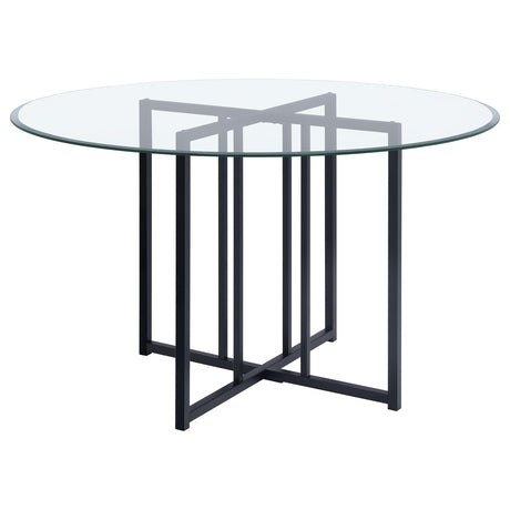 Pace Matte Black 48-inch Round Glass Top Dining Table from Coaster - Luna Furniture