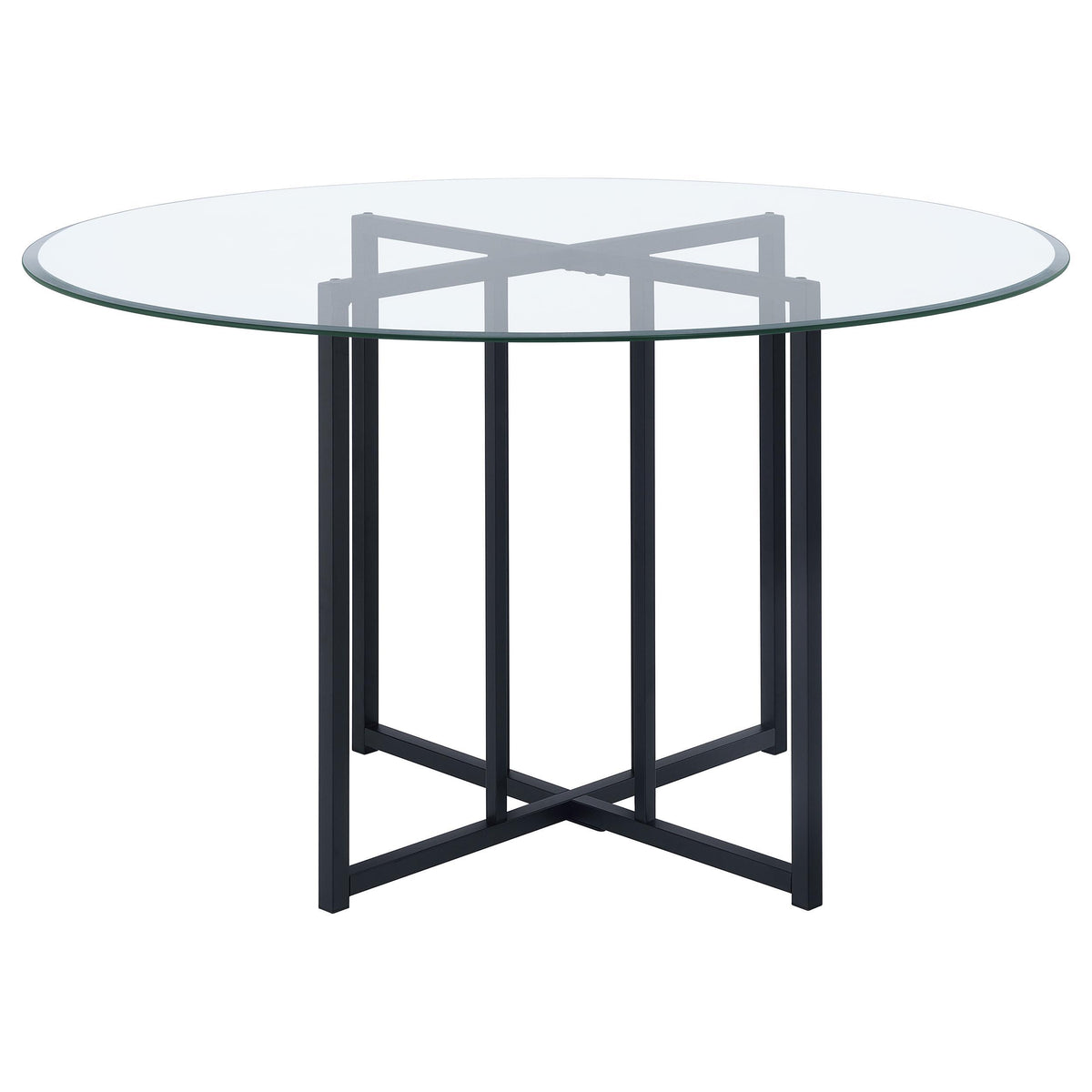 Pace Matte Black 48-inch Round Glass Top Dining Table from Coaster - Luna Furniture
