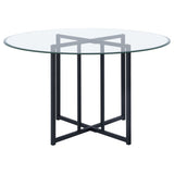 Pace Matte Black 48-inch Round Glass Top Dining Table from Coaster - Luna Furniture