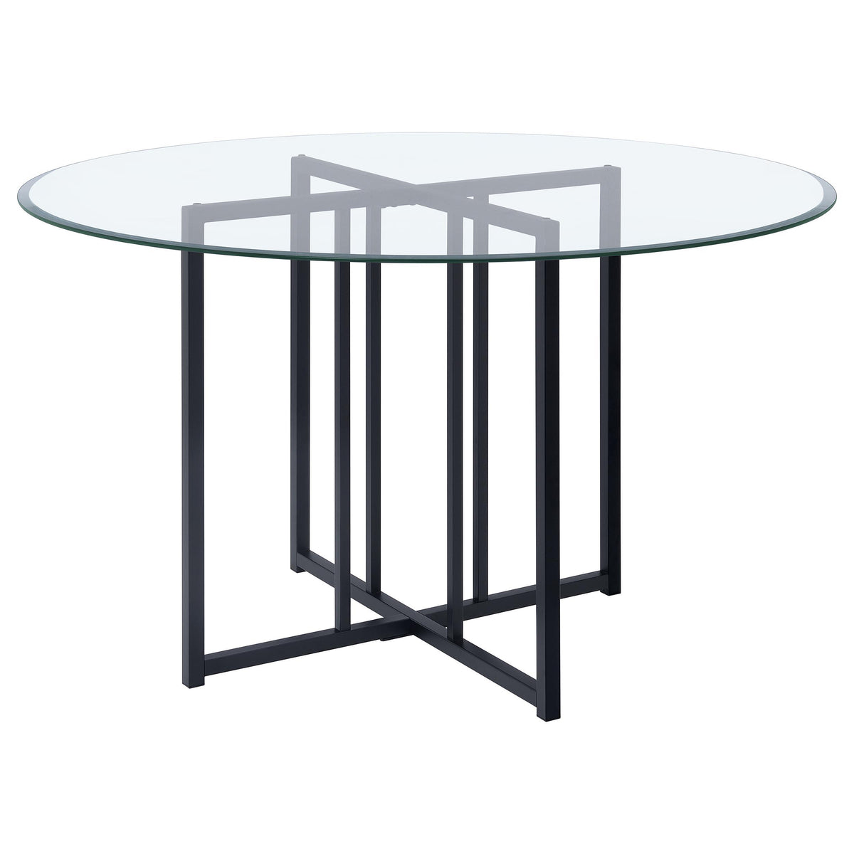 Pace Matte Black 48-inch Round Glass Top Dining Table from Coaster - Luna Furniture