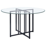 Pace Matte Black 48-inch Round Glass Top Dining Table from Coaster - Luna Furniture