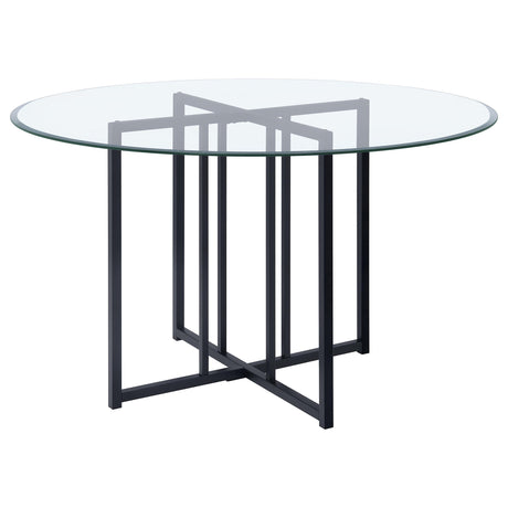 Pace Matte Black 48" Round Glass Top Dining Table from Coaster - Luna Furniture