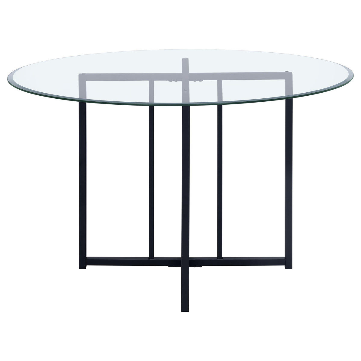 Pace Matte Black 48-inch Round Glass Top Dining Table from Coaster - Luna Furniture