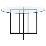 Pace Matte Black 48-inch Round Glass Top Dining Table from Coaster - Luna Furniture