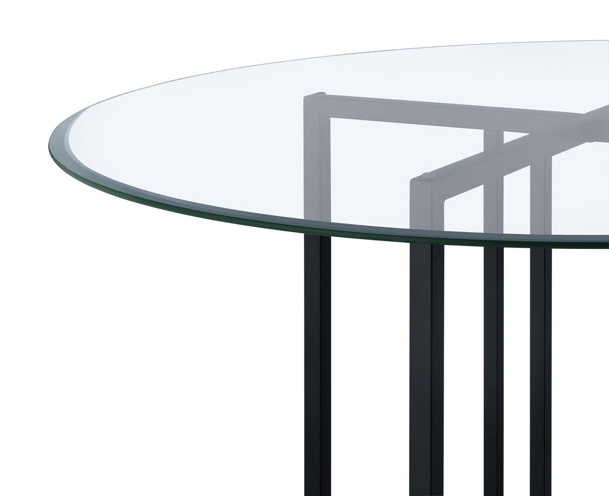 Pace Matte Black 48-inch Round Glass Top Dining Table from Coaster - Luna Furniture
