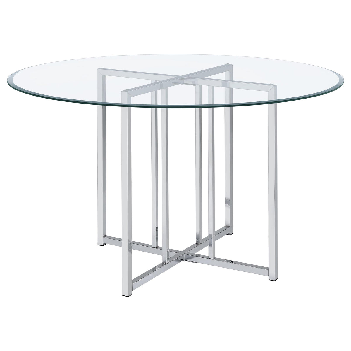 Pace Chrome 48-inch Round Glass Top Dining Table from Coaster - Luna Furniture