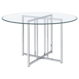 Pace Chrome 48-inch Round Glass Top Dining Table from Coaster - Luna Furniture