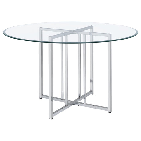 Pace Chrome 48-inch Round Glass Top Dining Table from Coaster - Luna Furniture