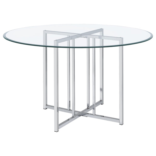 Pace Chrome 48" Round Glass Top Dining Table