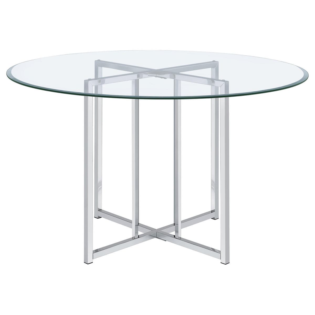 Pace Chrome 48-inch Round Glass Top Dining Table from Coaster - Luna Furniture