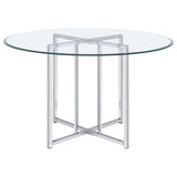 Pace Chrome 48-inch Round Glass Top Dining Table from Coaster - Luna Furniture