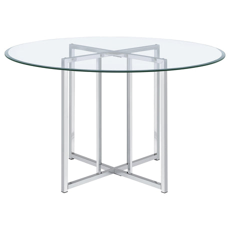 Pace Chrome 48" Round Glass Top Dining Table from Coaster - Luna Furniture