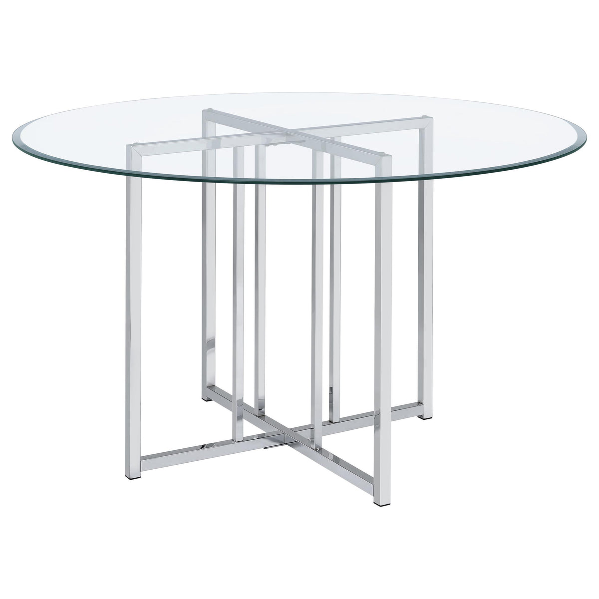 Pace Chrome 48-inch Round Glass Top Dining Table from Coaster - Luna Furniture