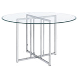 Pace Chrome 48-inch Round Glass Top Dining Table from Coaster - Luna Furniture