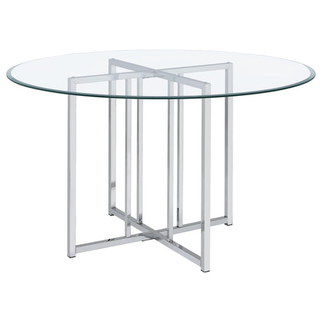 Pace Chrome 48" Round Glass Top Dining Table from Coaster - Luna Furniture