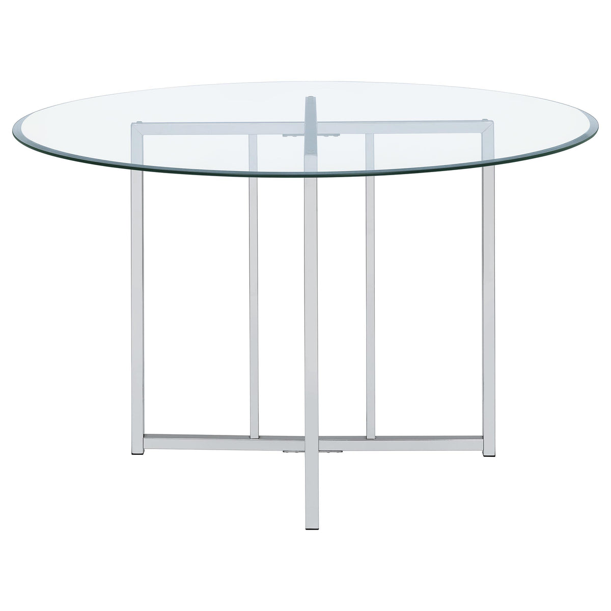 Pace Chrome 48-inch Round Glass Top Dining Table from Coaster - Luna Furniture