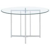 Pace Chrome 48-inch Round Glass Top Dining Table from Coaster - Luna Furniture