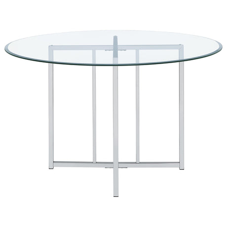 Pace Chrome 48" Round Glass Top Dining Table from Coaster - Luna Furniture