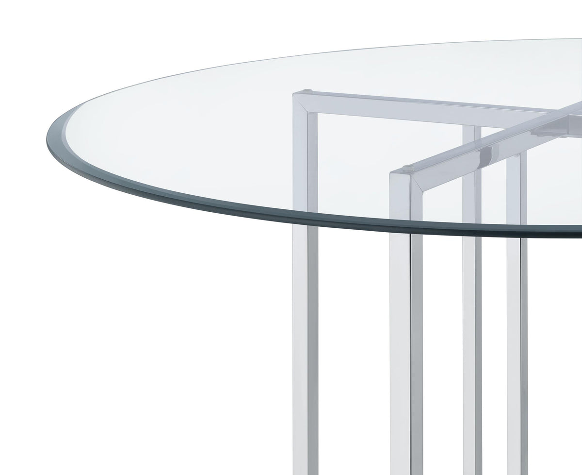 Pace Chrome 48-inch Round Glass Top Dining Table from Coaster - Luna Furniture