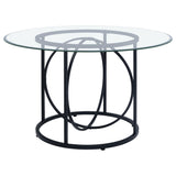 Levy Matte Black 48" Round Glass Top Dining Table from Coaster - Luna Furniture