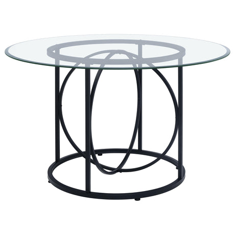 Levy Matte Black 48-inch Round Glass Top Dining Table from Coaster - Luna Furniture