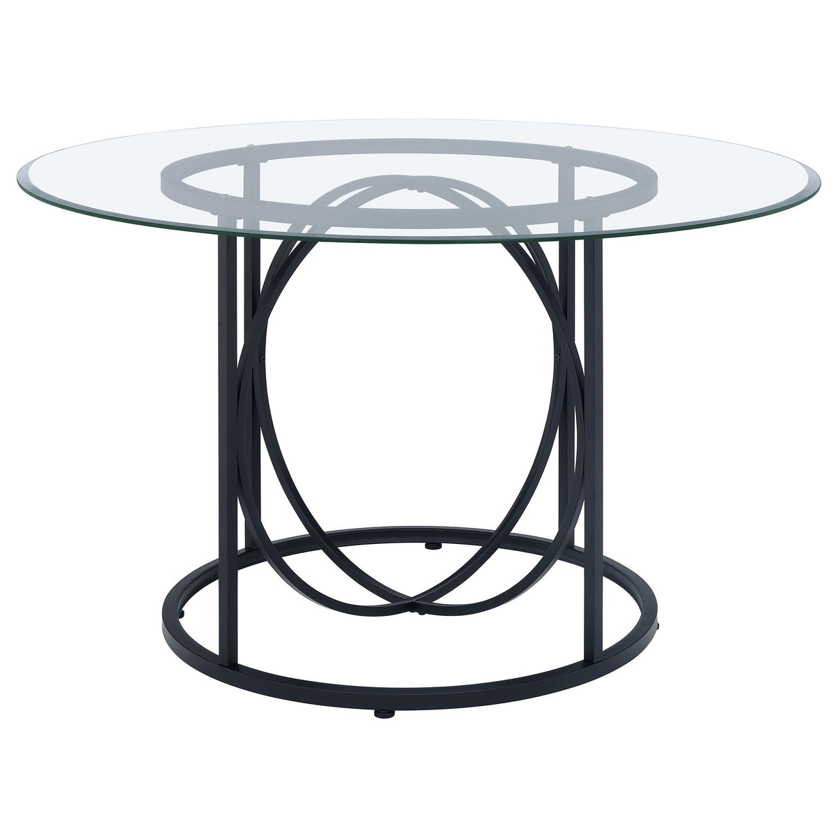 Levy Matte Black 48" Round Glass Top Dining Table from Coaster - Luna Furniture