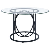 Levy Matte Black 48" Round Glass Top Dining Table from Coaster - Luna Furniture