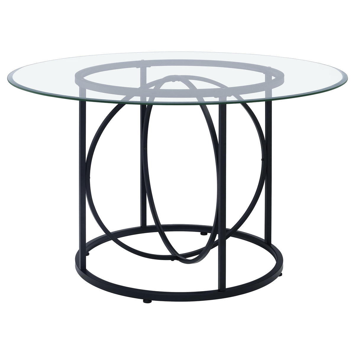 Levy Matte Black 48" Round Glass Top Dining Table from Coaster - Luna Furniture
