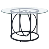 Levy Matte Black 48" Round Glass Top Dining Table from Coaster - Luna Furniture