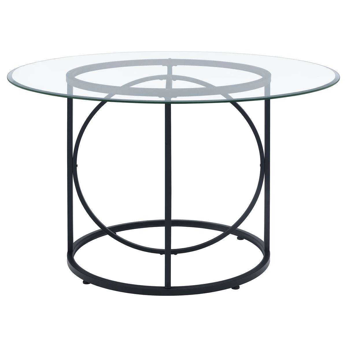 Levy Matte Black 48" Round Glass Top Dining Table from Coaster - Luna Furniture