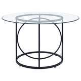 Levy Matte Black 48" Round Glass Top Dining Table from Coaster - Luna Furniture