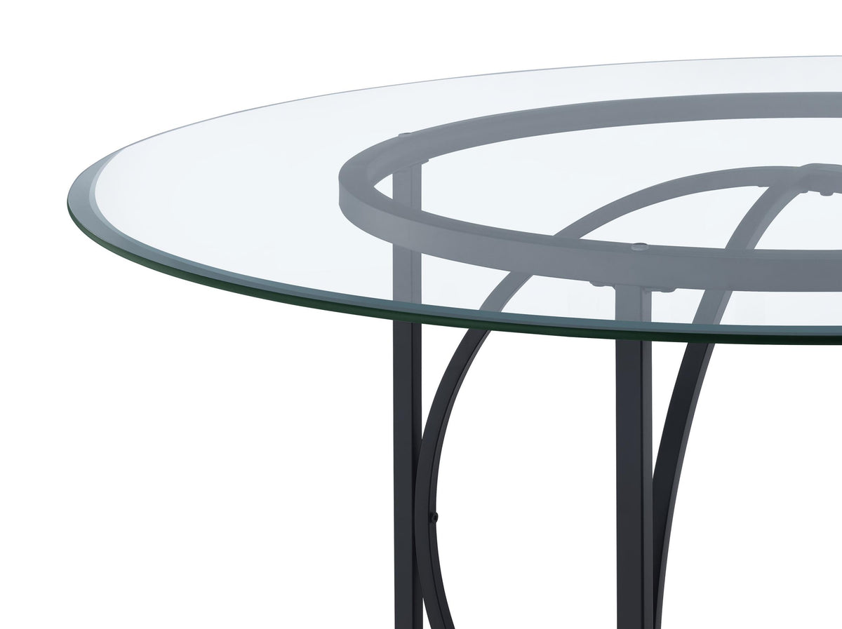 Levy Matte Black 48" Round Glass Top Dining Table from Coaster - Luna Furniture