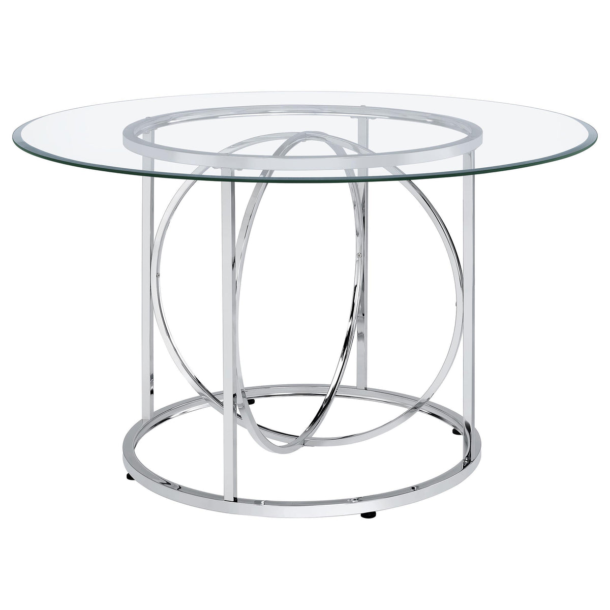 Levy Chrome 48" Round Glass Top Dining Table from Coaster - Luna Furniture
