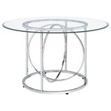 Levy Chrome 48" Round Glass Top Dining Table from Coaster - Luna Furniture