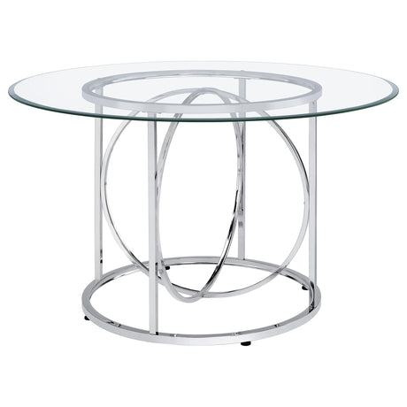 Levy Chrome 48-inch Round Glass Top Dining Table from Coaster - Luna Furniture