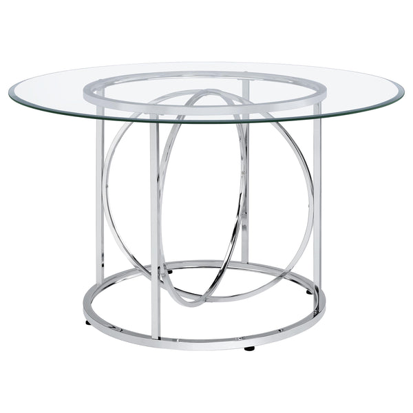Levy Chrome 48" Round Glass Top Dining Table
