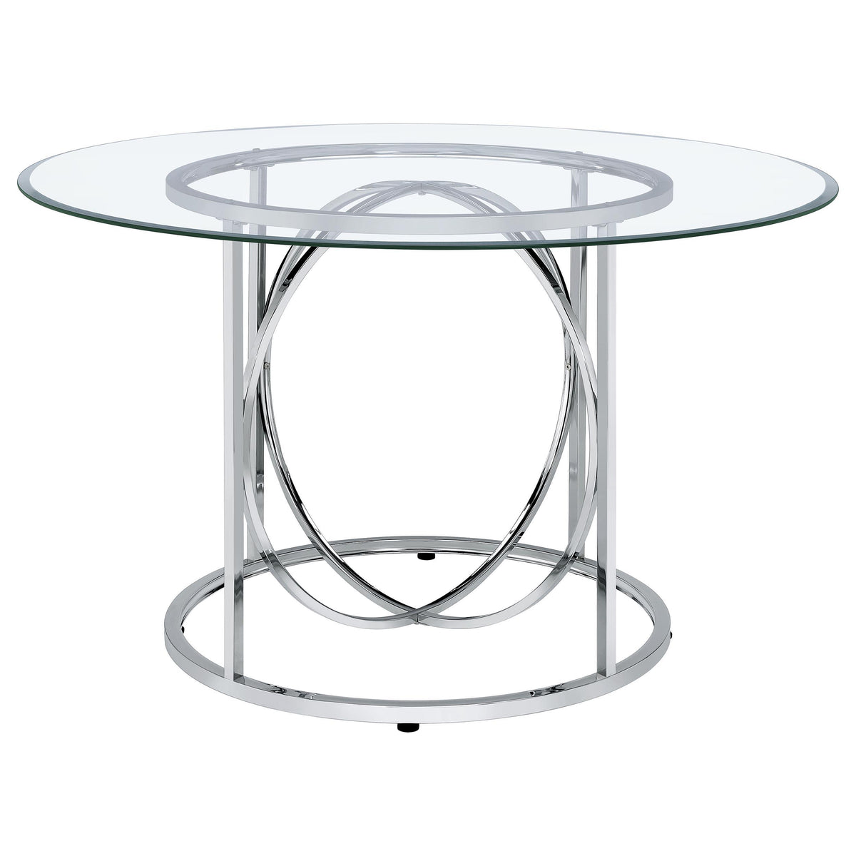 Levy Chrome 48" Round Glass Top Dining Table from Coaster - Luna Furniture