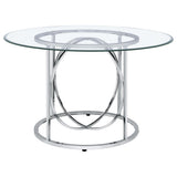 Levy Chrome 48" Round Glass Top Dining Table from Coaster - Luna Furniture