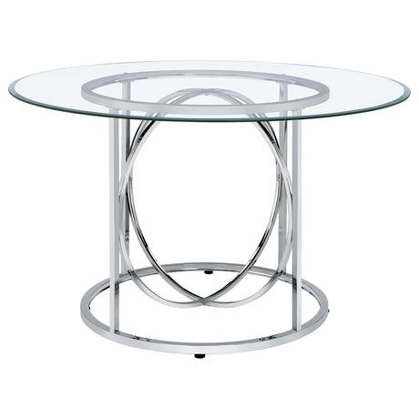 Levy Chrome 48" Round Glass Top Dining Table from Coaster - Luna Furniture