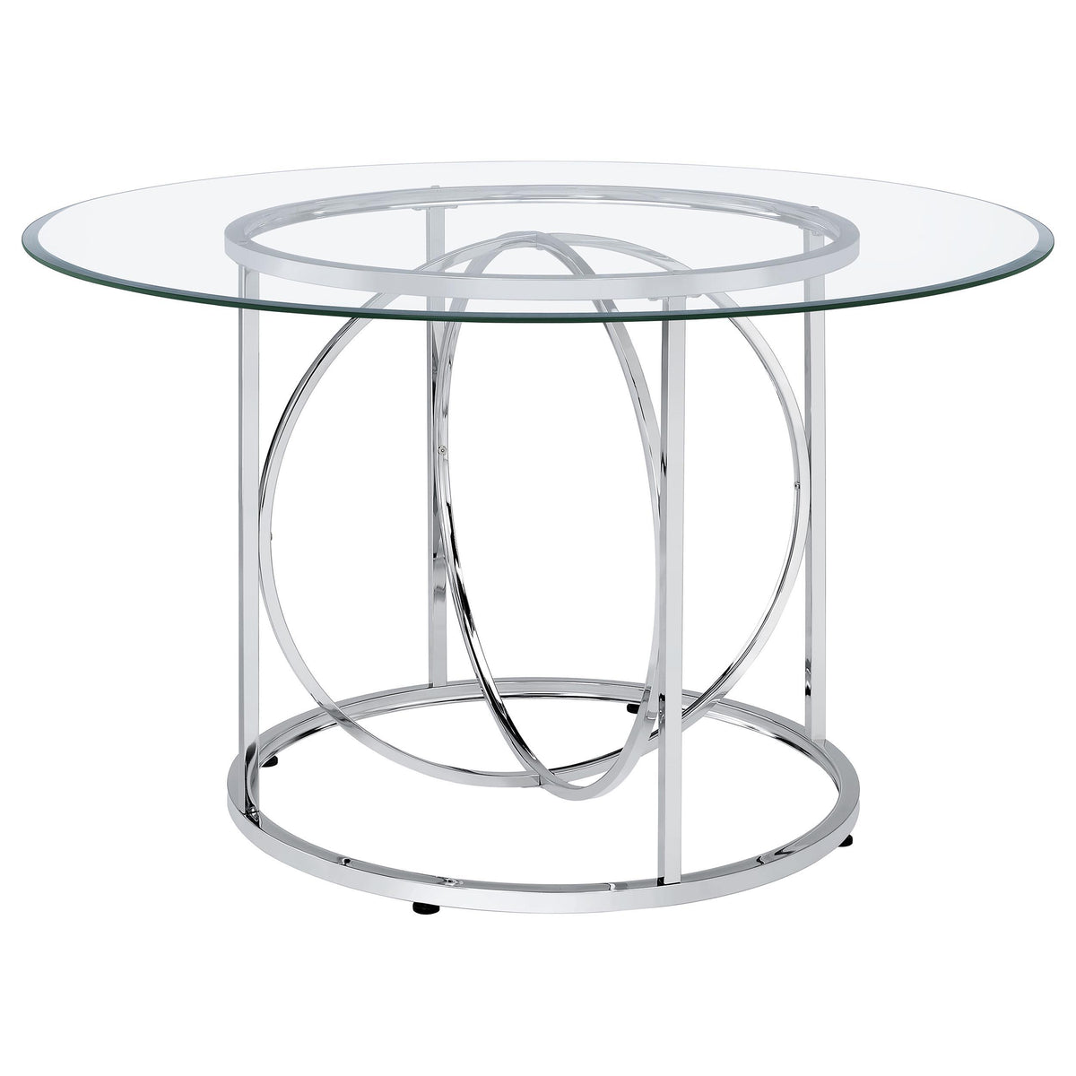 Levy Chrome 48" Round Glass Top Dining Table from Coaster - Luna Furniture