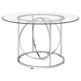 Levy Chrome 48" Round Glass Top Dining Table from Coaster - Luna Furniture