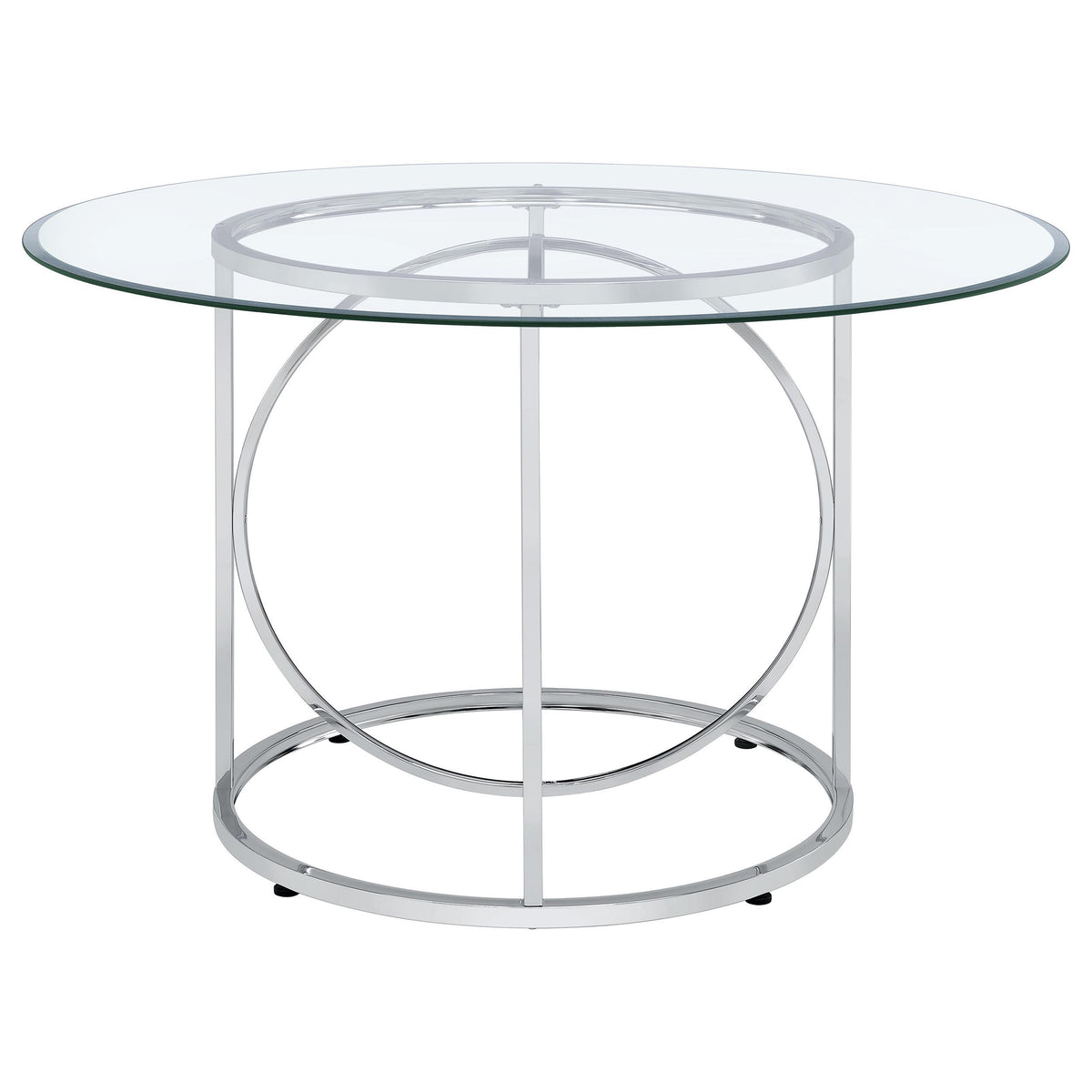 Levy Chrome 48" Round Glass Top Dining Table from Coaster - Luna Furniture