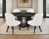 Leandro Burnished Black/Cream 5-Piece Round Dining Table Set from Coaster - Luna Furniture