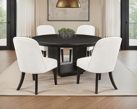 Leandro Burnished Black/Cream 5-Piece Round Dining Table Set from Coaster - Luna Furniture